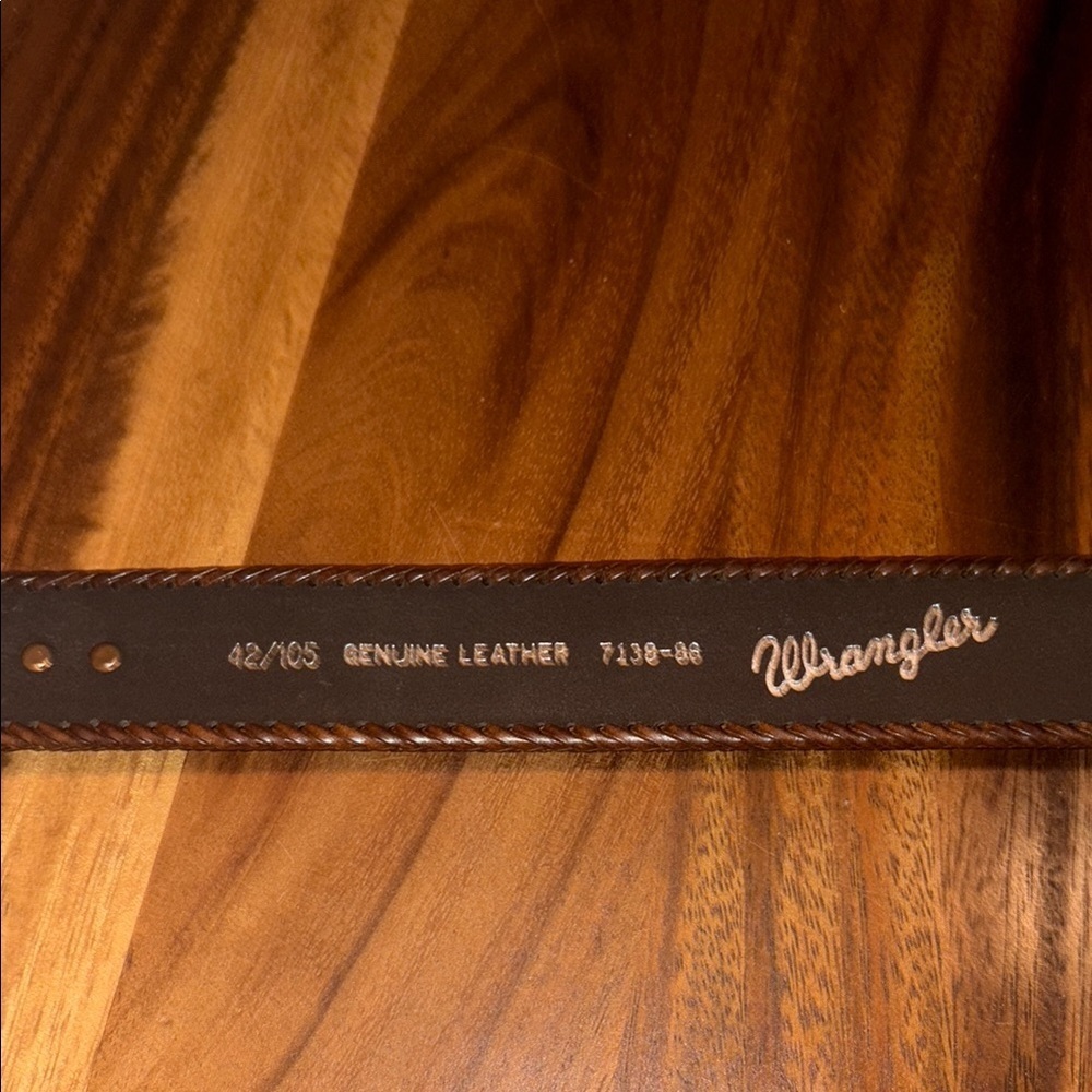 Wrangler Men's Brown Leather Belt 42/105 - Picture 9 of 9